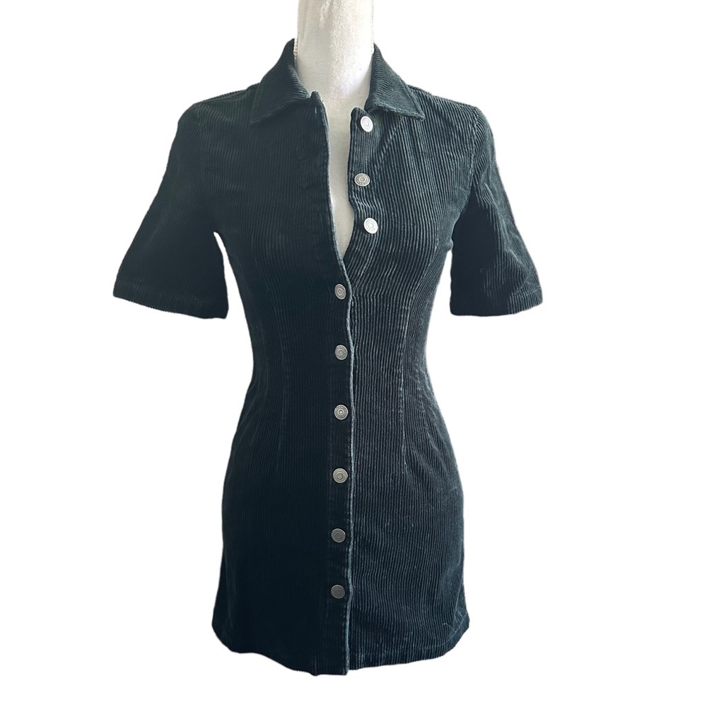 & Other Stories Green Corduroy Button Up Dress | Mini Dress